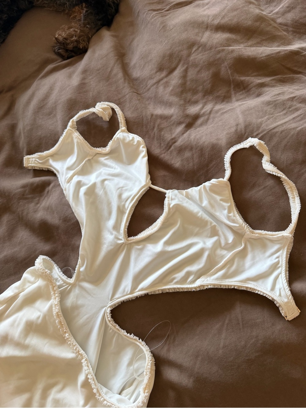 Oh Polly Jovelyn Ruffle Cut Out Mini Dress in White - Picture 10 of 11